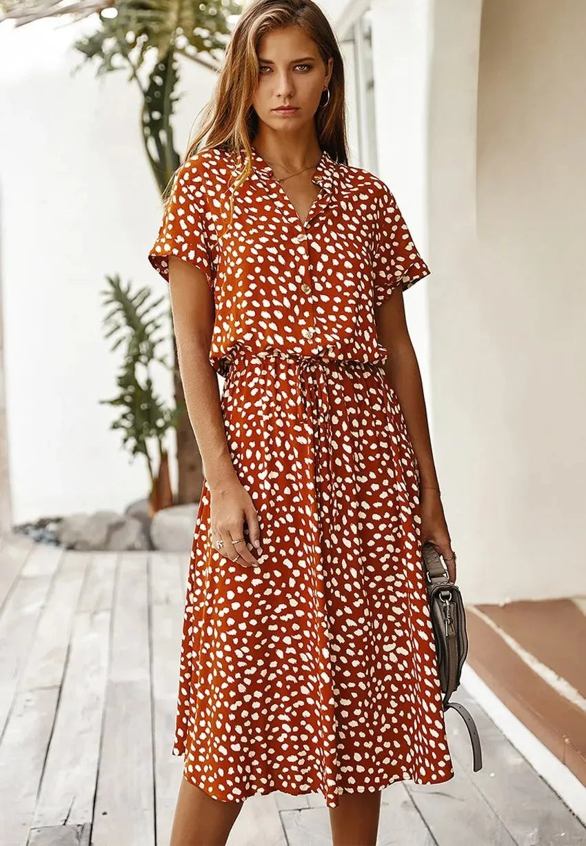 Miss | Jurk Dames Midi - Katoen - Miss Madera MIS-3B7318