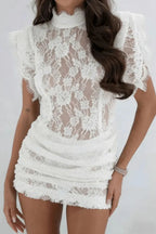 Miss | Jurk Dames Mini Bodycon Kant - Katoenmix - Miss Madera MIS-17462E