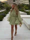 Mini Jurk Dames | Volantmouwen Retro Stijl - Miss Madera