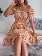 Miss | Jurk Dames Off-shoulder Bloemenprint Ruches - Polyester - Miss Madera MIS-9BC21E
