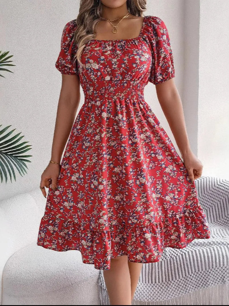 Miss | Jurk Dames Off-shoulder Bloemenprint Ruches - Polyester - Miss Madera MIS-DDB63F
