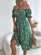 Miss | Jurk Dames Off-shoulder Bloemenprint Ruches - Polyester - Miss Madera MIS-DDB63F