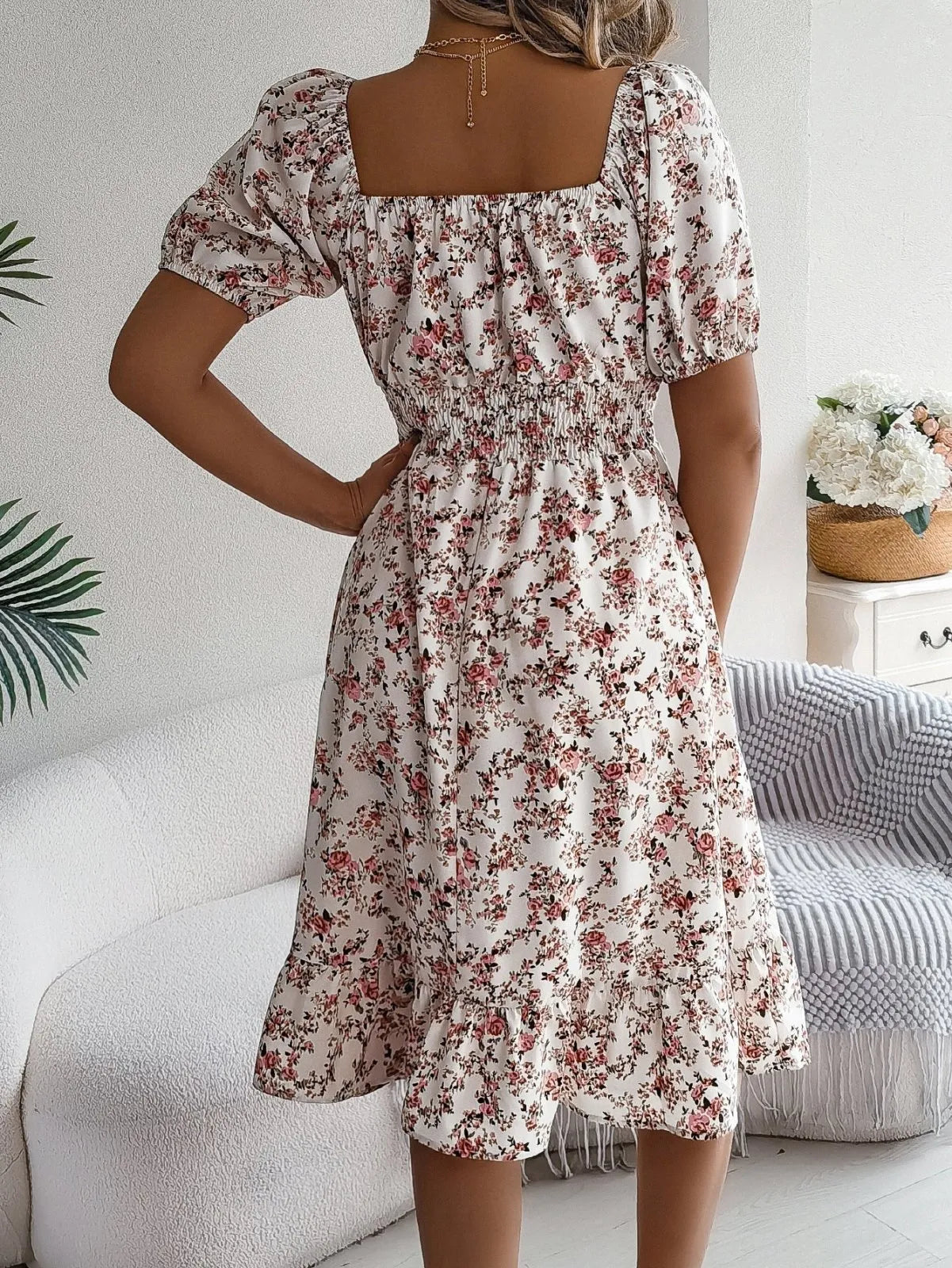Miss | Jurk Dames Off-shoulder Bloemenprint Ruches - Polyester - Miss Madera MIS-DDB63F