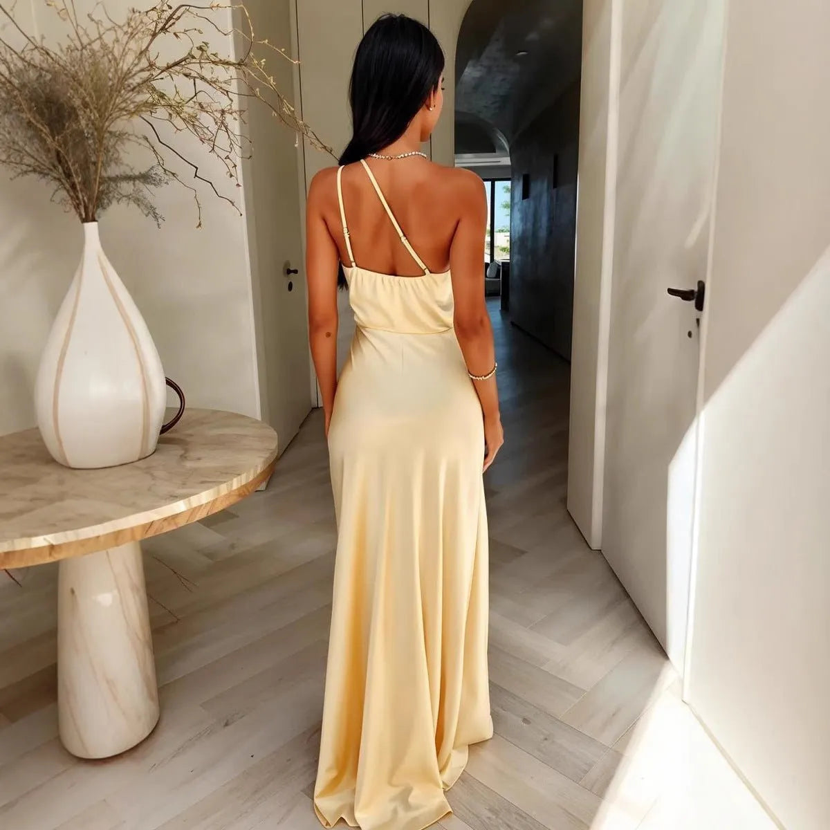 Miss | Jurk Elegant Effen Kleur | Hedendaags - Polyester - Geel