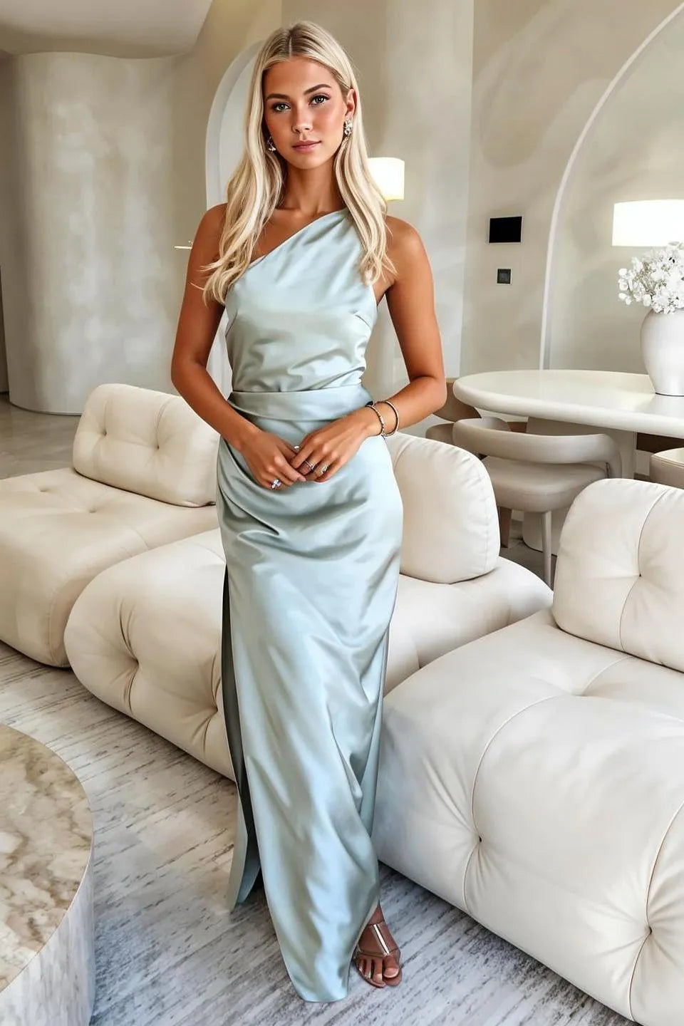 Miss | Jurk Elegant Effen Kleur | Hedendaags - Polyester - Groen