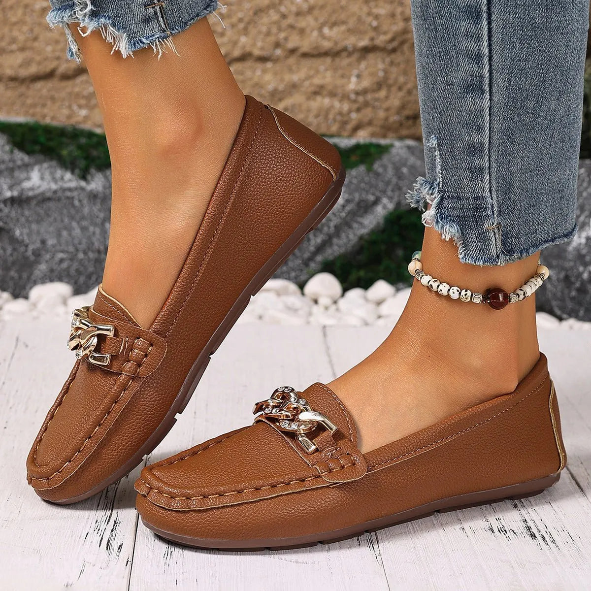 Miss | Loafers Dames Ronde Neus Lage Hak Comfort - Kunstleer - Miss Madera MIS-5651A4