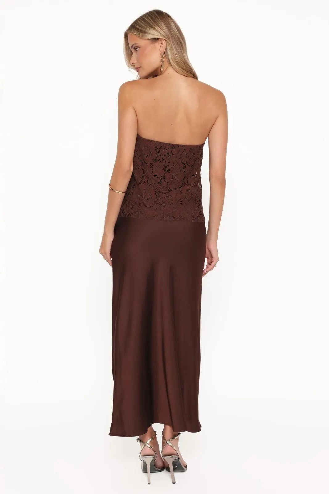 Miss | Maxi-jurk Dames Casual Maxi - Kant &amp; satijn - Miss Madera MIS-E4Z22Y