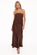 Miss | Maxi-jurk Dames Casual Maxi - Kant &amp; satijn - Miss Madera MIS-E4Z22Y