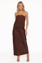 Miss | Maxi-jurk Dames Casual Maxi - Kant &amp; satijn - Miss Madera MIS-E4Z22Y