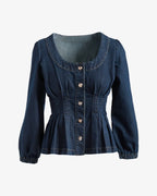 Miss | Peplum Top Dames Casual Elegant - Denim - Miss Madera MIS-692ILE