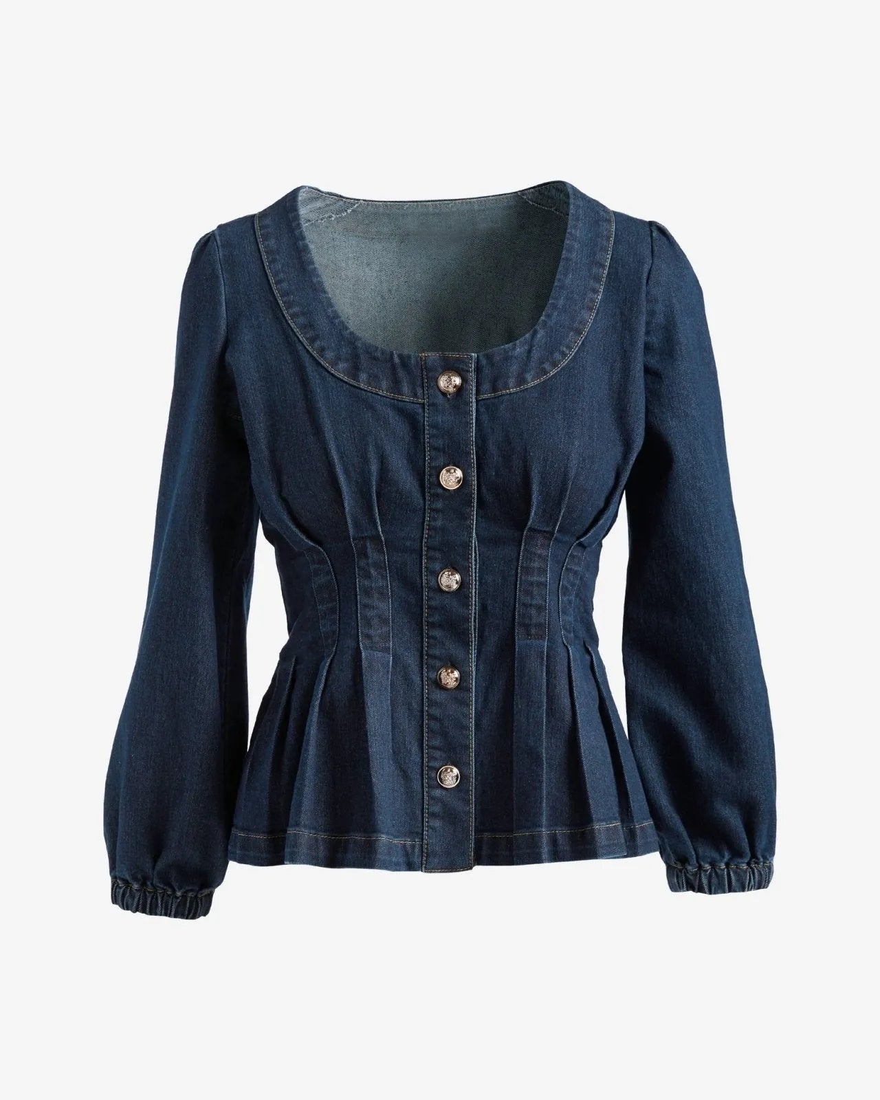 Miss | Peplum Top Dames Casual Elegant - Denim - Miss Madera MIS-692ILE