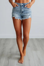Miss | Shorts Dames Zomer High Waist Rafelzoom - Denim - Miss Madera MIS-Q9E9O9