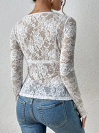 Miss | Top Dames V-hals Lange Mouw Slim Fit - Kant - Miss Madera MIS-B262B1
