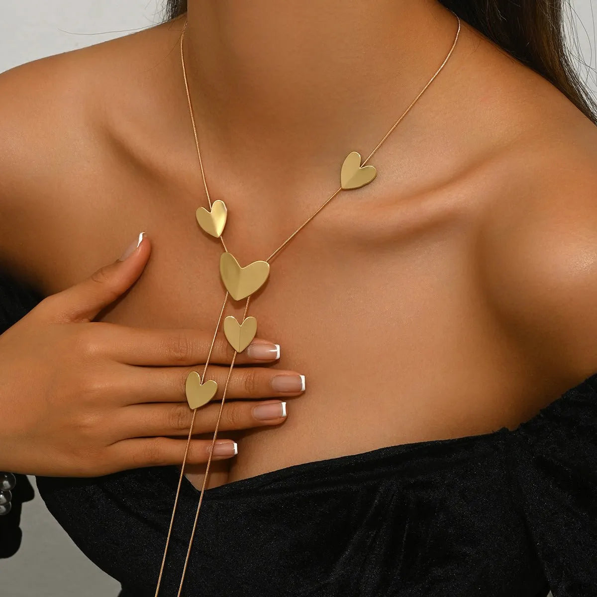 Miss | clavicula ketting - hartvormige elementen - Miss Madera MIS-663F05