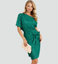 Jurk Dames Feestelijk One-Shoulder Glitter Strik - Polyester