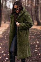 Jas Dames Lang Oversized Teddy met Capuchon
