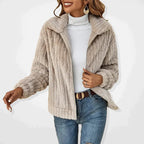 Vest Dames Lang met Rits en Zijzakken - Beige