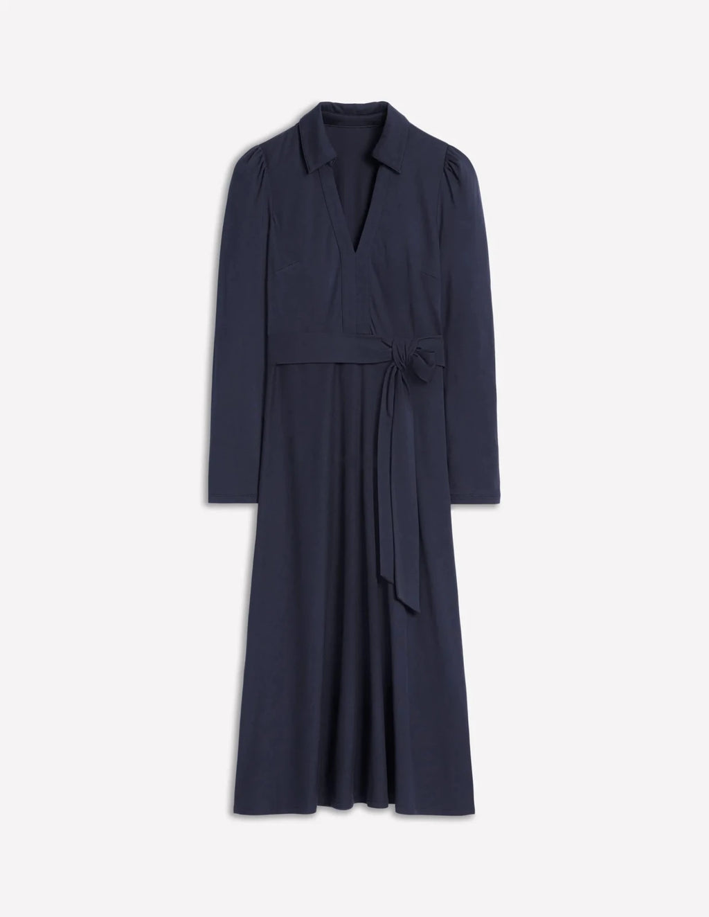Navy Jurk Dames met Pofmouwen en Ceintuur - Miss Madera MIS-1ANVQI