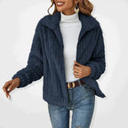 Vest Dames Lang met Rits en Zijzakken - Marineblauw