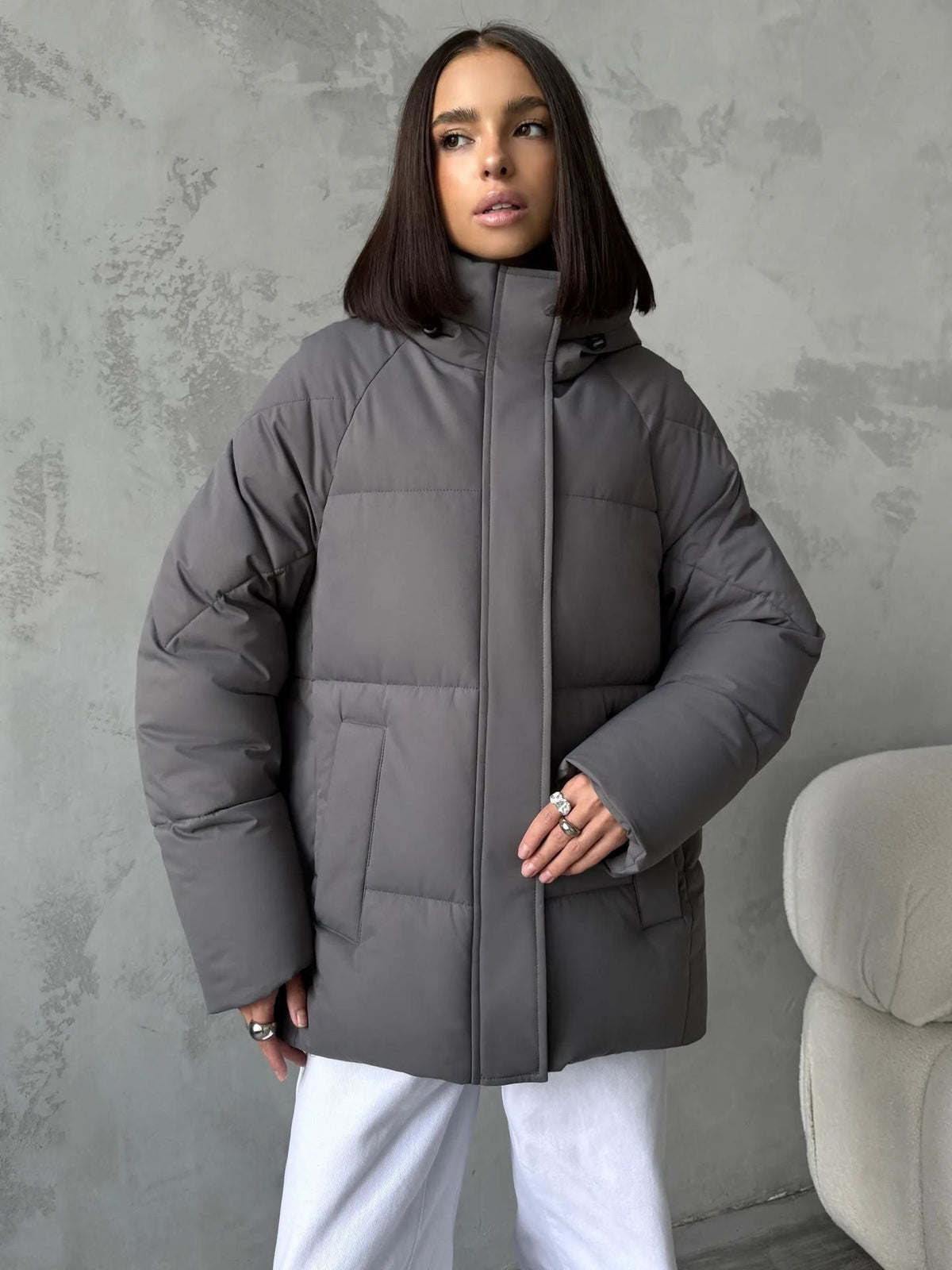 Jas Dames Oversized Gewatteerd met Capuchon