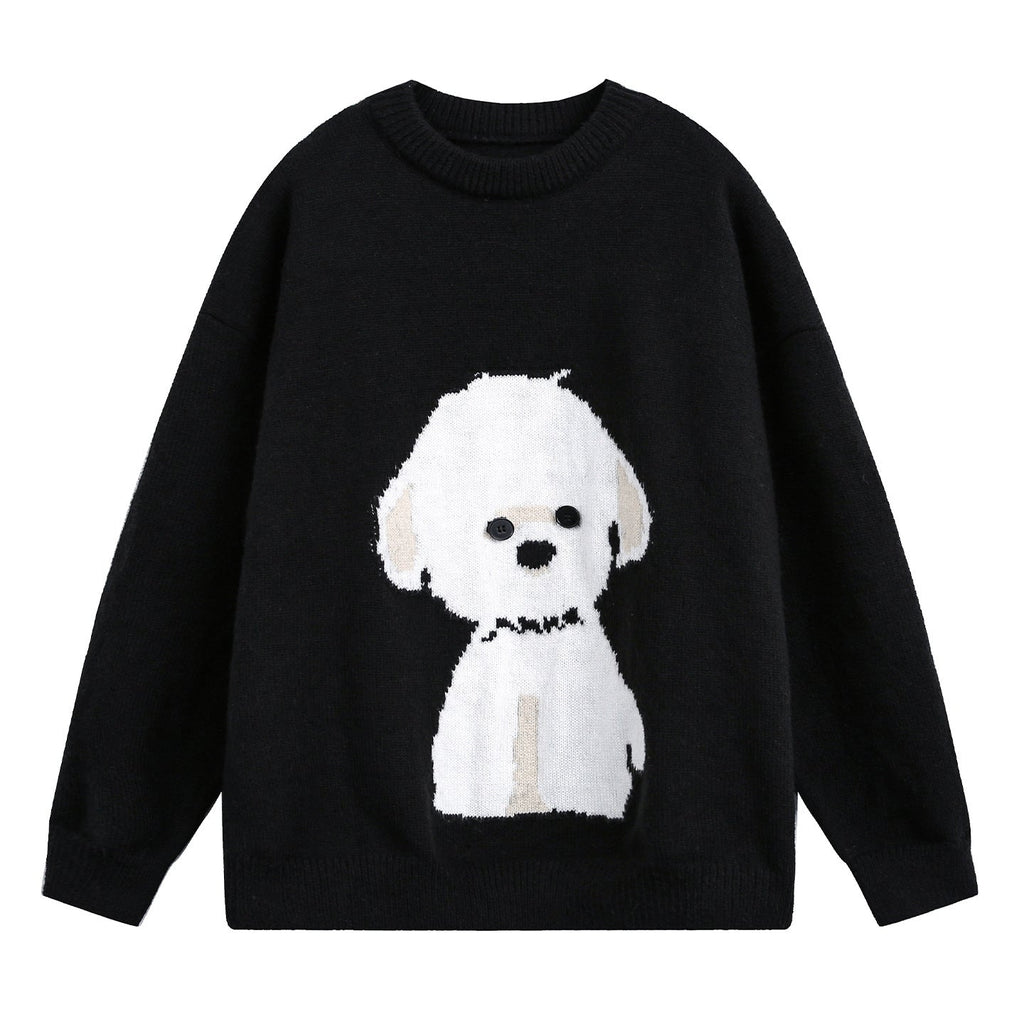 Miss | Gebreide Trui Dames Oversized Hondenmotief