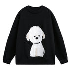 Miss | Gebreide Trui Dames Oversized Hondenmotief