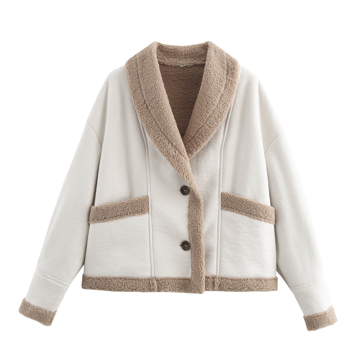 Miss | Jas Dames Cropped Teddyvoering Sjaalkraag