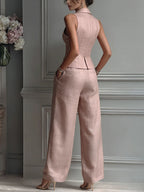 Tweedelige Set Dames Vest en Wijde Broek – Co-ord Set