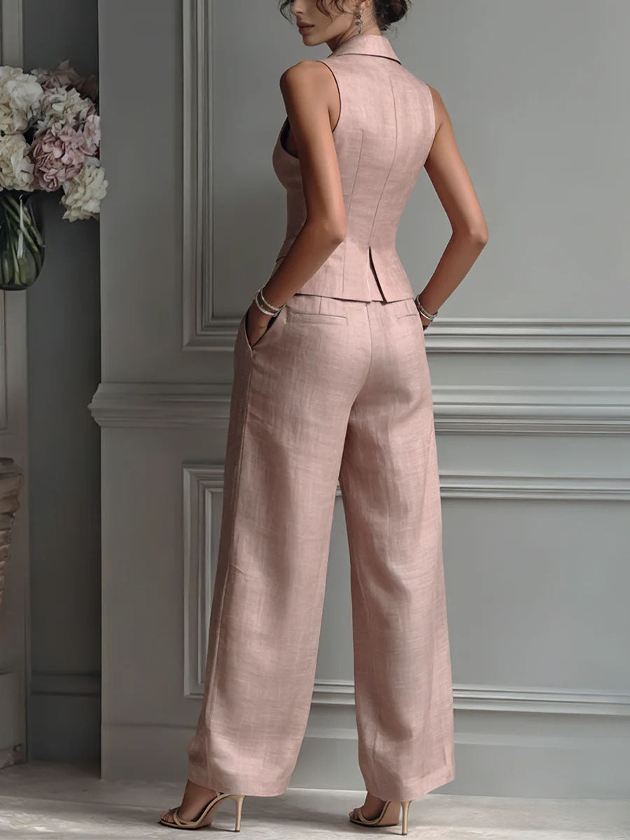 Tweedelige Set Dames Vest en Wijde Broek – Co-ord Set