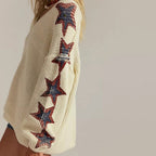 Trui Dames Oversize V-hals Sterren Boho - Polyester