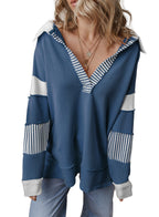 Miss | Jurk Dames Oversized V-hals Gestreept - Sweatstof