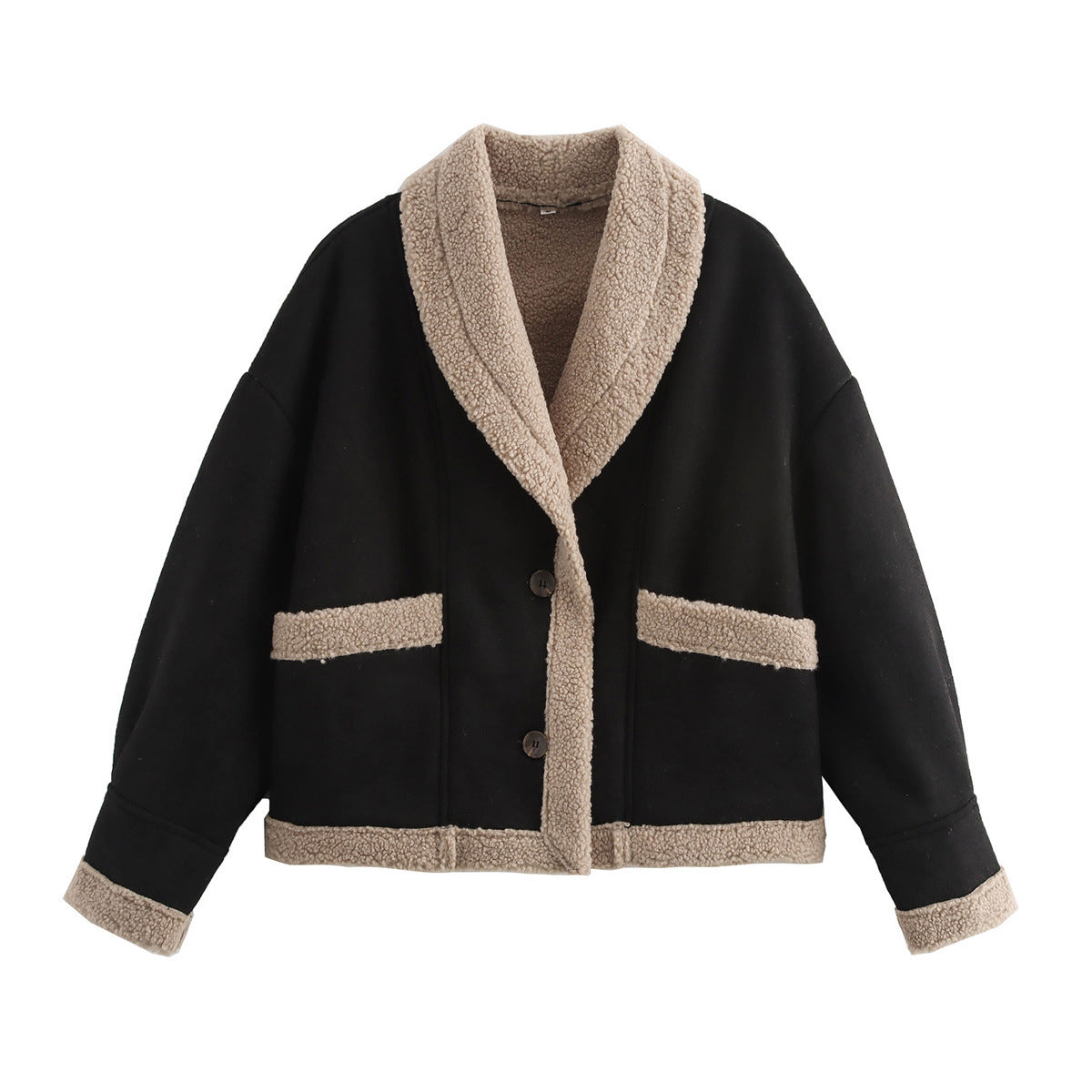 Miss | Jas Dames Cropped Teddyvoering Sjaalkraag