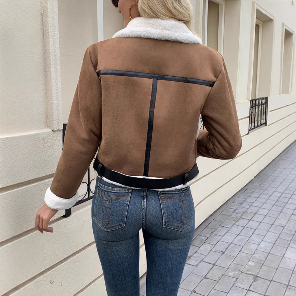 Jas Dames Teddy Fleece Kraag Verstelbare Riem