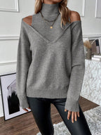 Trui Dames Coltrui Cold-Shoulder Gelaagde V-hals Lange Mouw