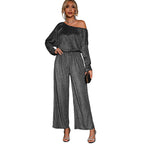 Jumpsuit Dames One-Shoulder Glitter Palazzo - Jersey