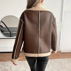 Jas Dames Teddy Fleece Voering Knoopsluiting Zijzakken