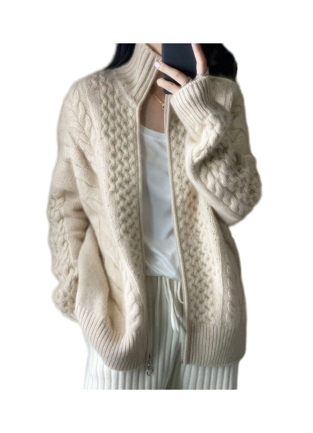 Miss | Jurk Dames Oversized Kabelpatroon Coltrui - Mohair-look