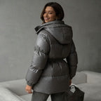 Jurk Dames Glanzend Capuchon Tailleerbaar - Polyester