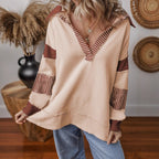 Miss | Jurk Dames Oversized V-hals Gestreept - Sweatstof