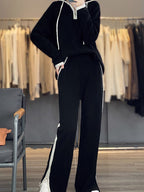 Co-ord set Dames Capuchon Wijde Pijpen Half-Zip Fijngebreid