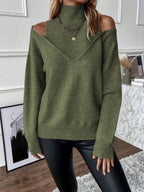 Trui Dames Coltrui Cold-Shoulder Gelaagde V-hals Lange Mouw