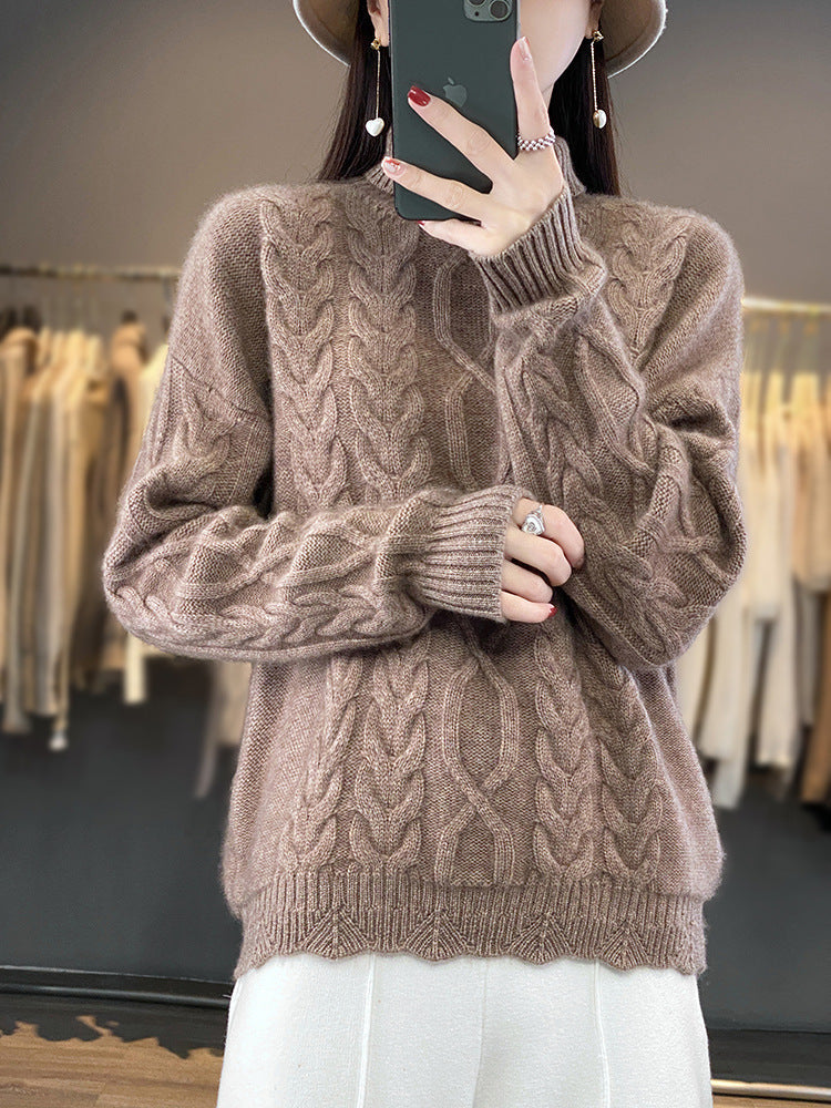 Trui Dames Oversized Ronde Hals Kabelpatroon