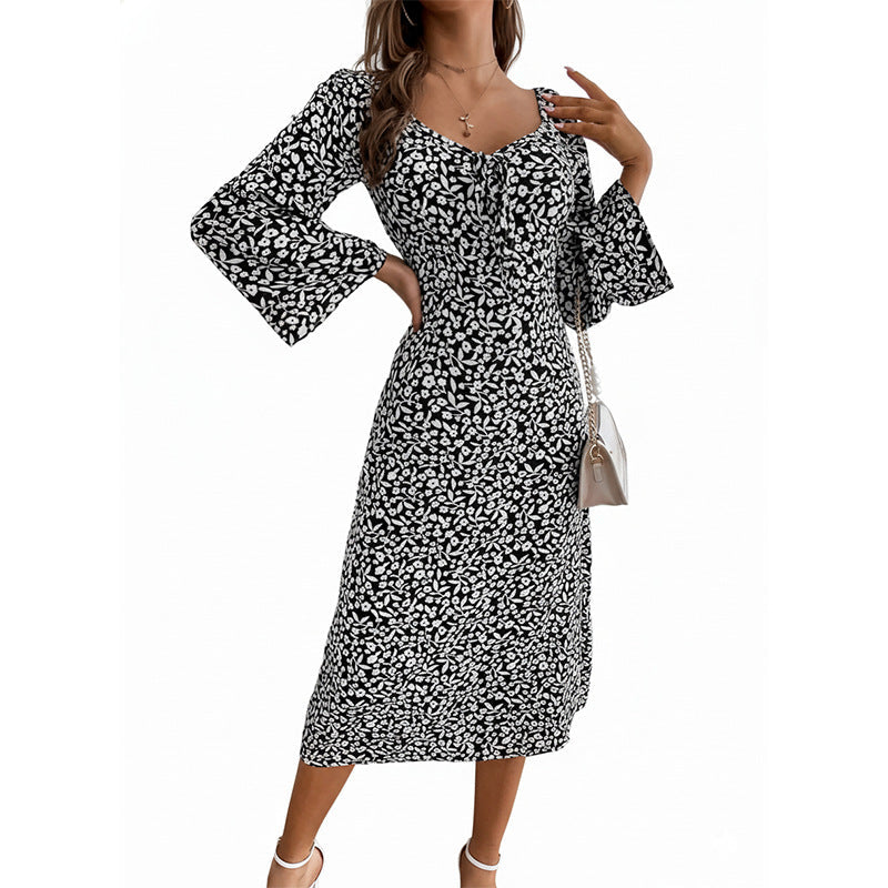 Jurk Dames Midi Bloemenprint Wikkeloptiek - Viscose