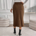Rok Dames Herfst/Winter Midi Corduroy - Corduroy