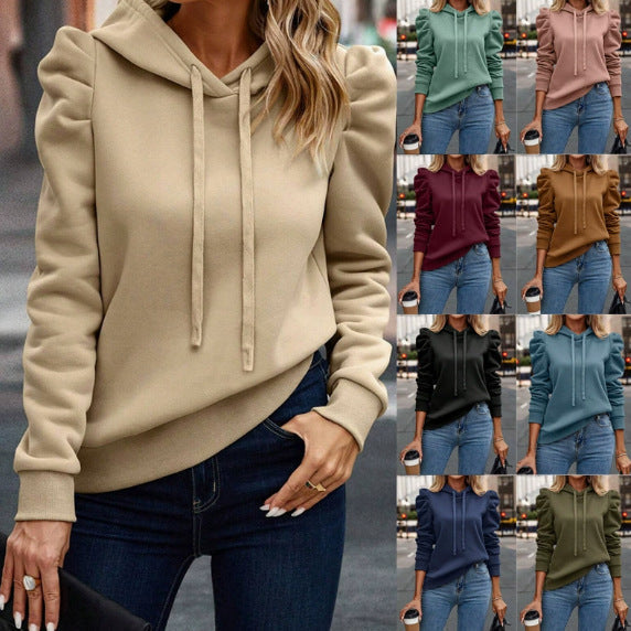 Jurk Dames Casual Capuchon Pofmouwen - Sweatstof
