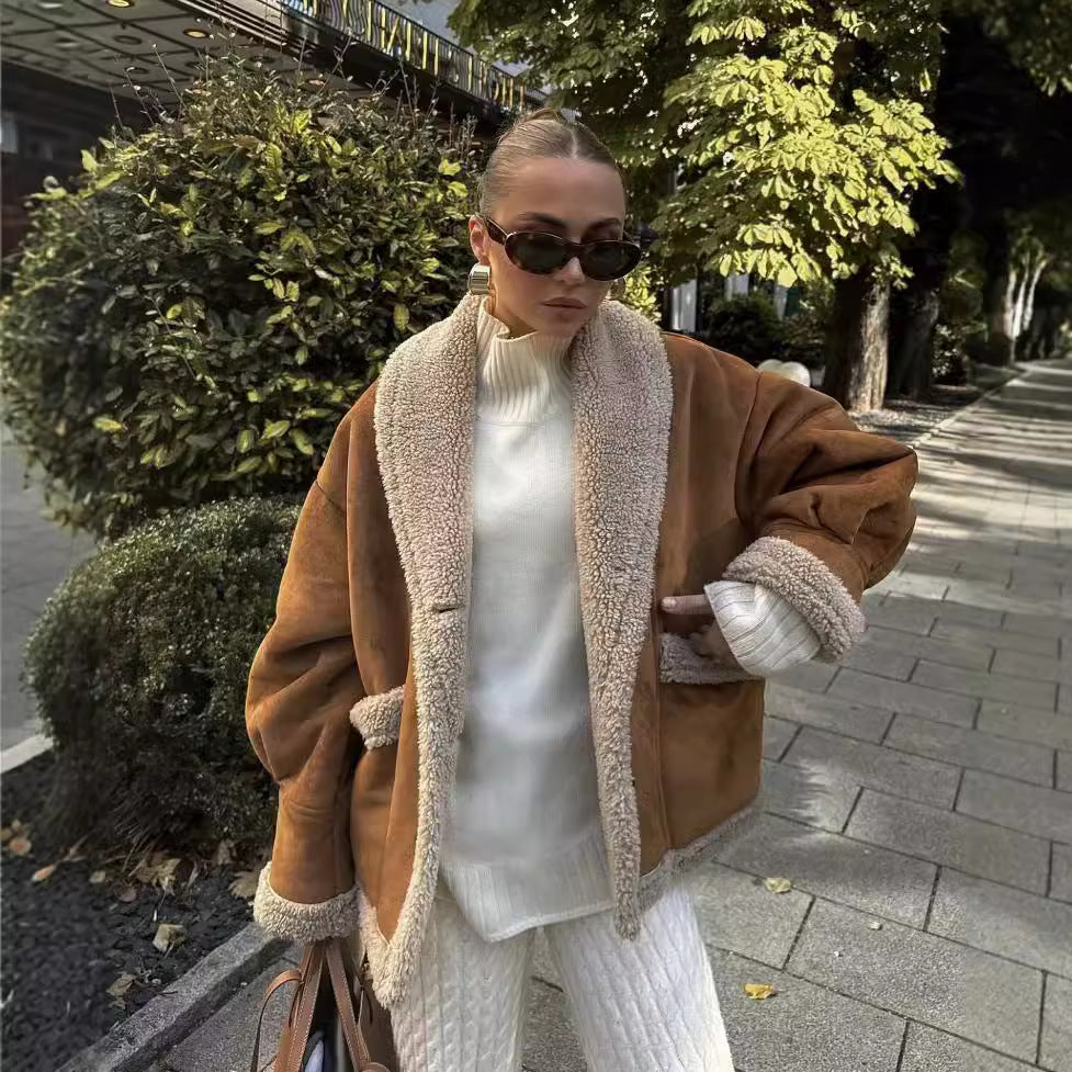 Miss | Jas Dames Cropped Teddyvoering Sjaalkraag