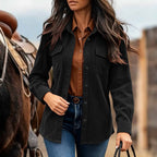 Jurk Dames Casual Corduroy met Brusttaschen - Corduroy - Zwart