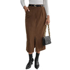 Rok Dames Herfst/Winter Midi Corduroy - Corduroy