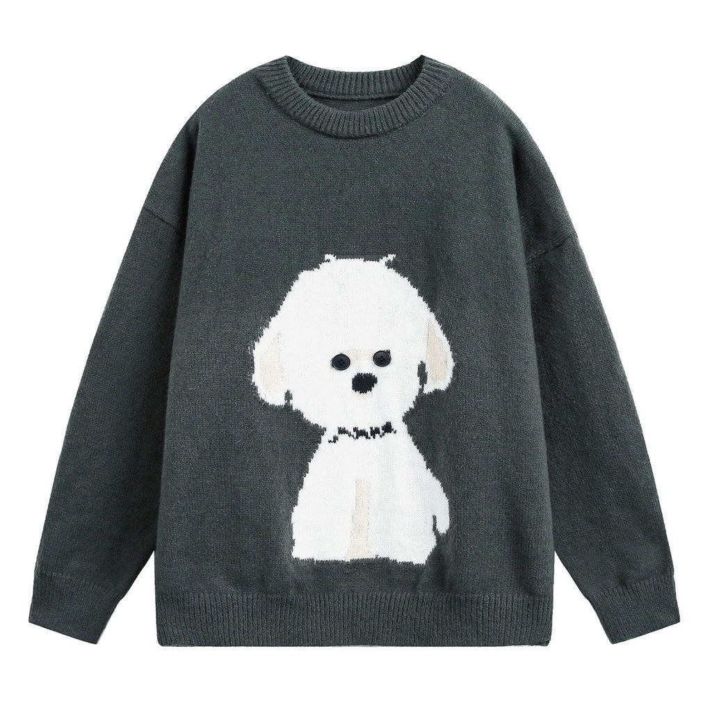 Miss | Gebreide Trui Dames Oversized Hondenmotief