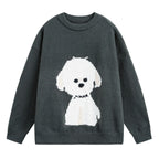 Miss | Gebreide Trui Dames Oversized Hondenmotief